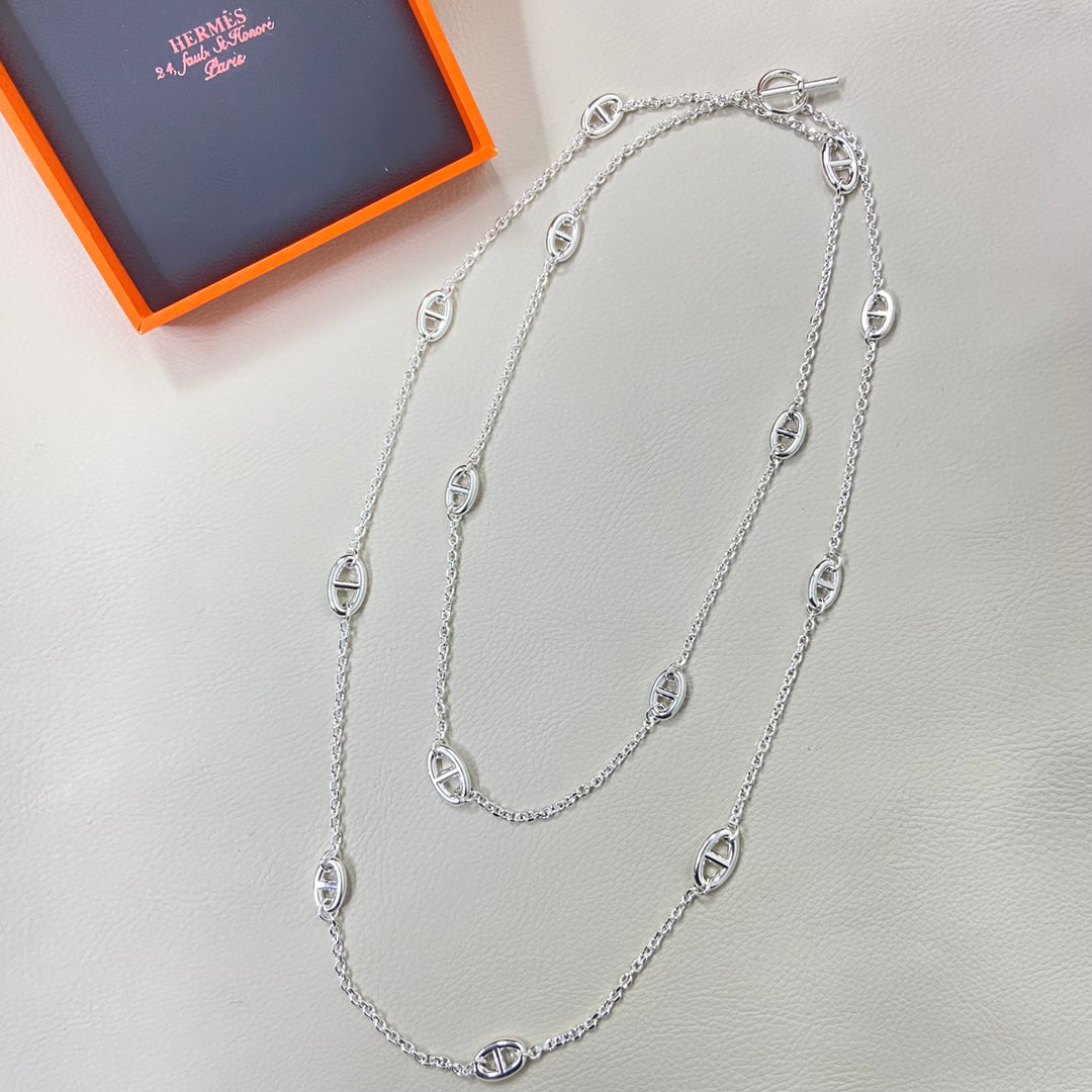 Hermes Long Pig Nose Necklace