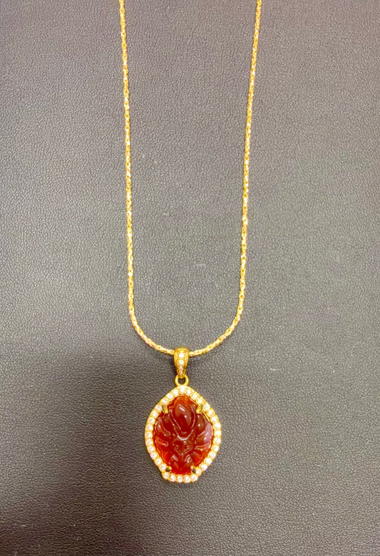 Fox Quartz with Cubic Zirconia Pendant Necklace