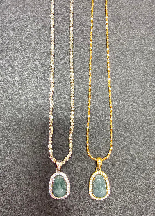 Jade Pixiu with Cubic Zirconia Pendant Necklace