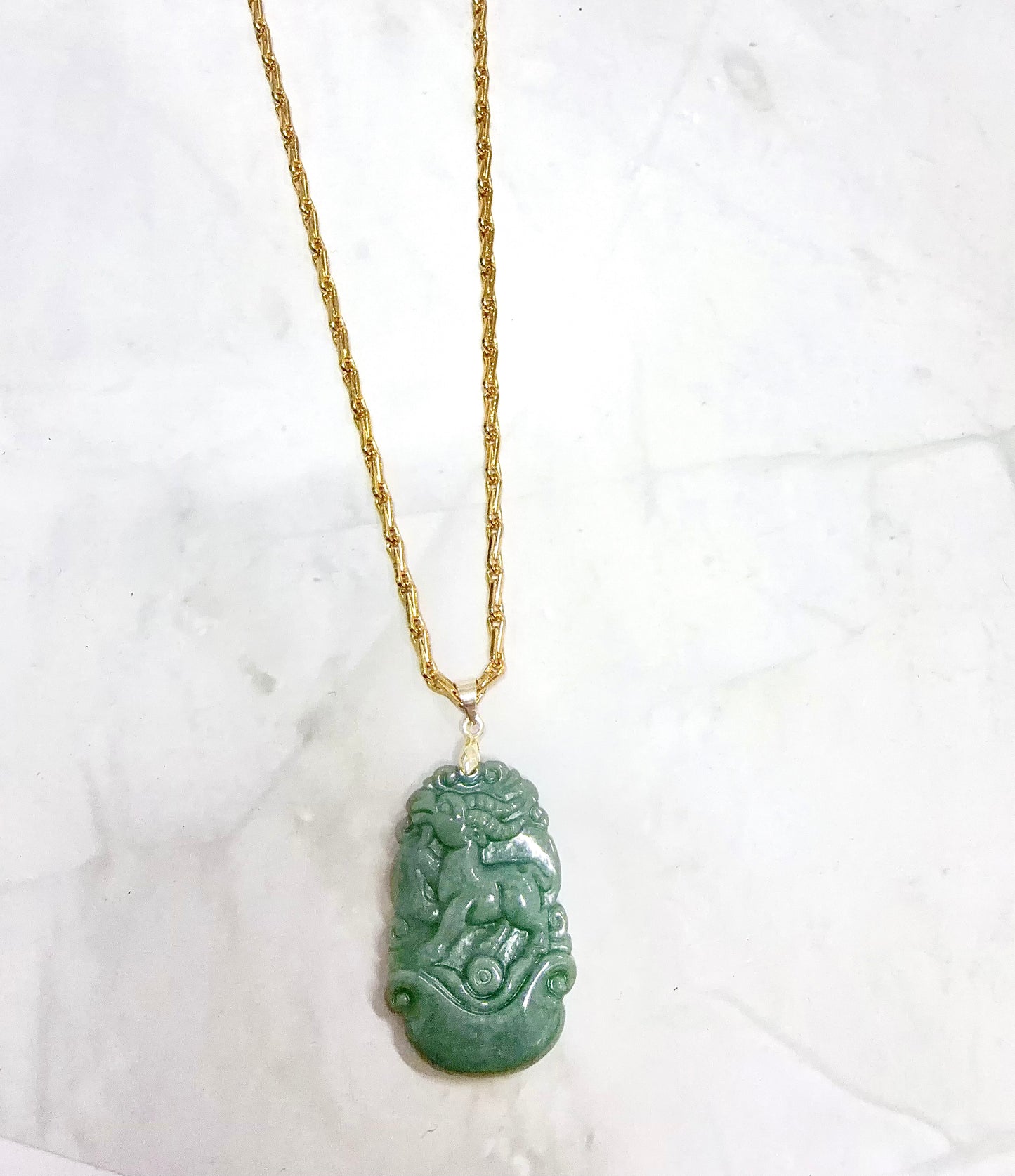 Jade Lucky Goat Pendant Necklace