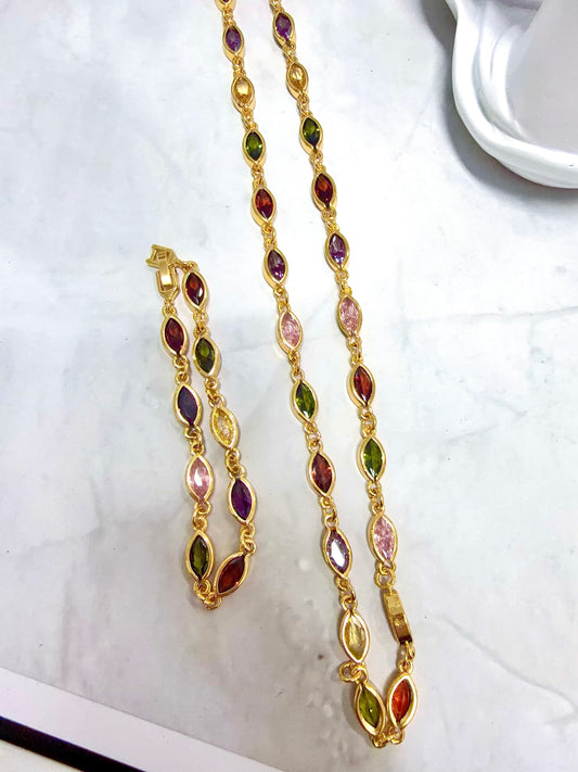 Tourmaline Gemstones Necklace + Bracelet