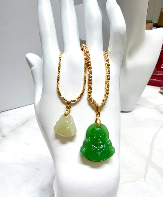 Jade Laughing Buddha Pendant Necklace