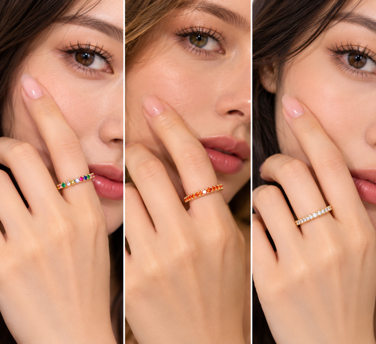 Half Eternity Gemstones Ring