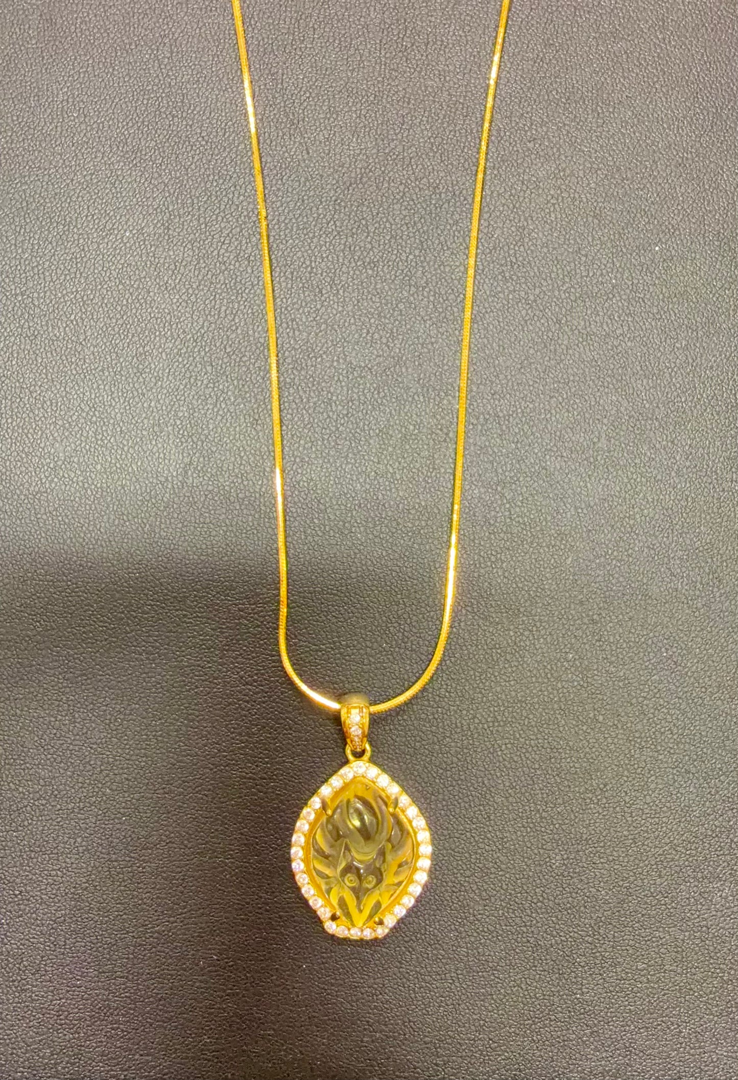 Fox Quartz with Cubic Zirconia Pendant Necklace