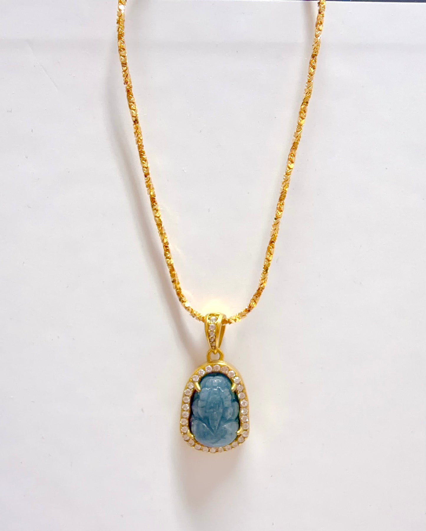 Jade Pixiu with Cubic Zirconia Pendant Necklace