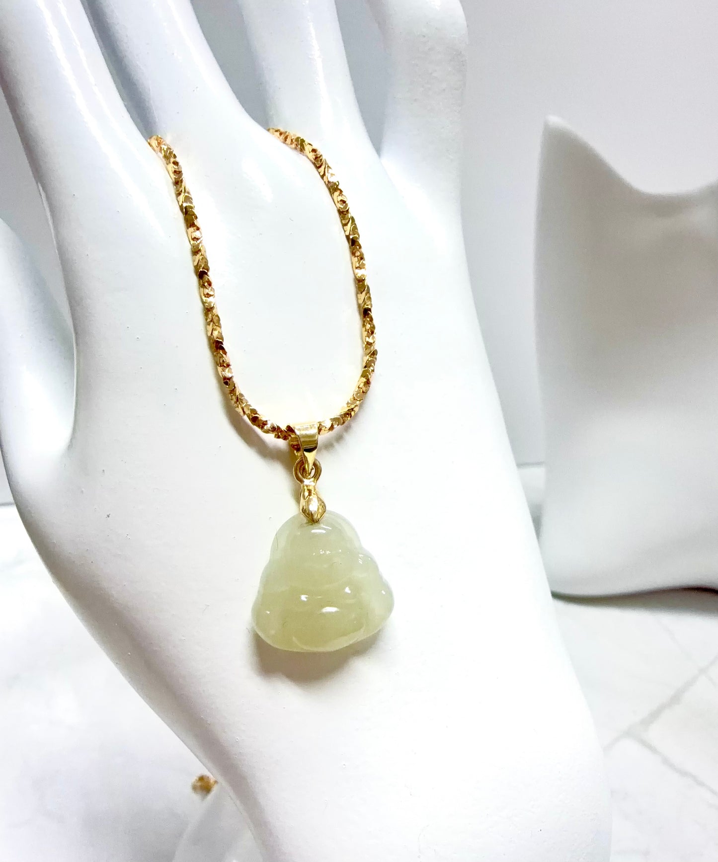 Jade Laughing Buddha Pendant Necklace