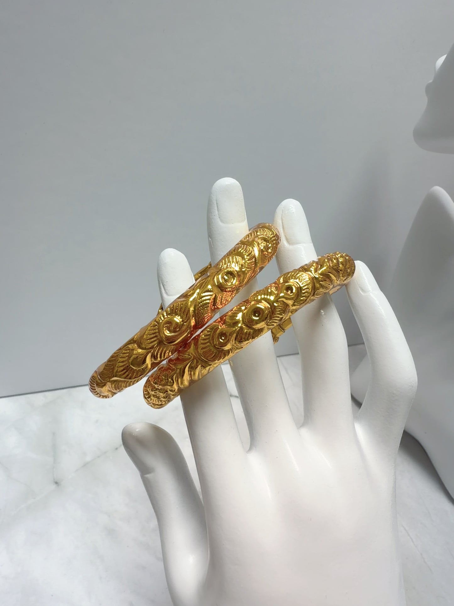 Cambodian Lotus Gold Plated Bangles | Set of 2