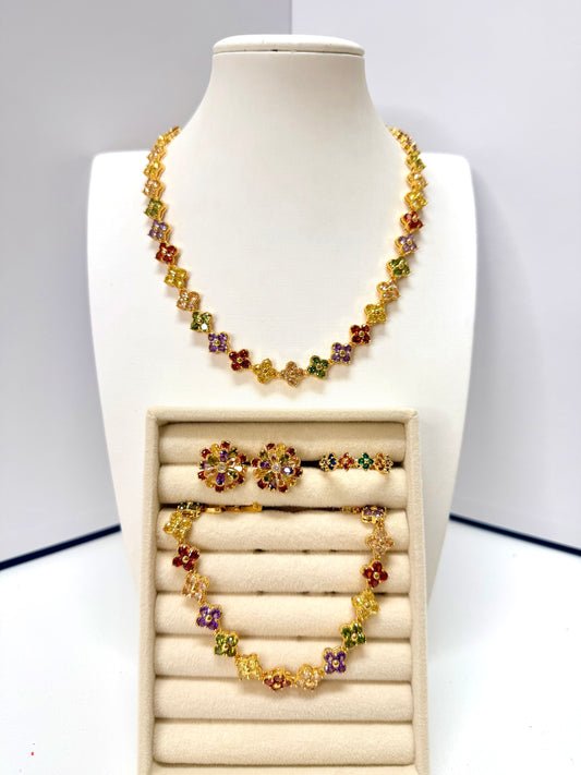 Multicolor Clover Jewelry Set