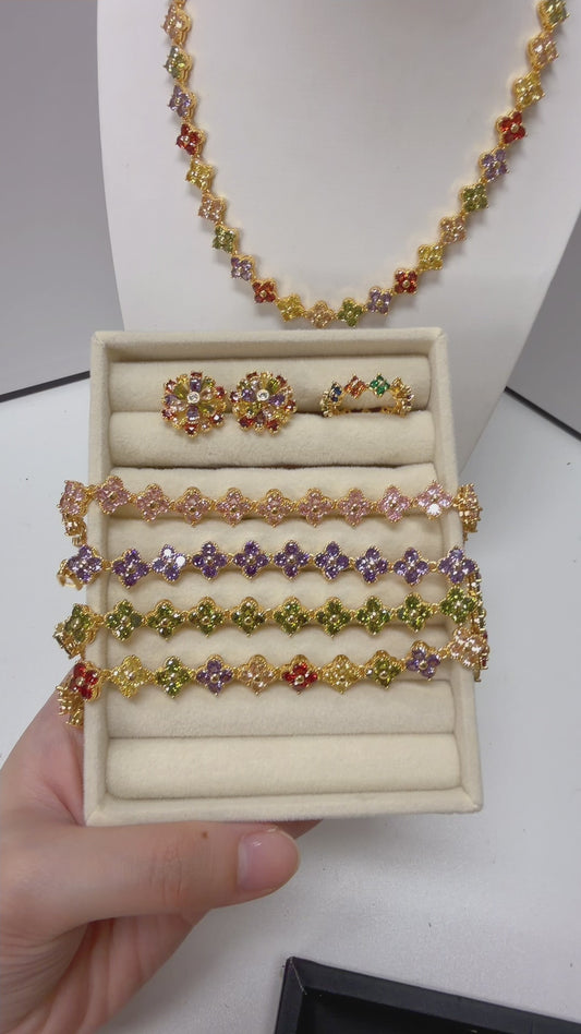 Multicolor Clover Jewelry Set