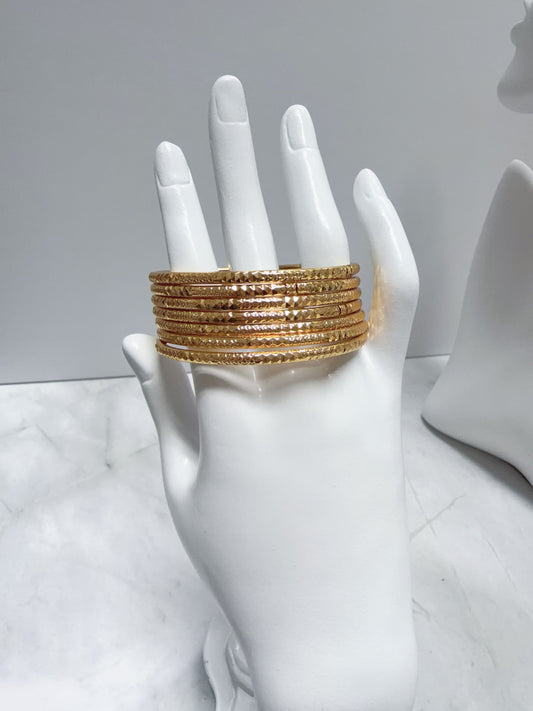 18k Gold-Plated Stack Bangles | Set of 7 or 10