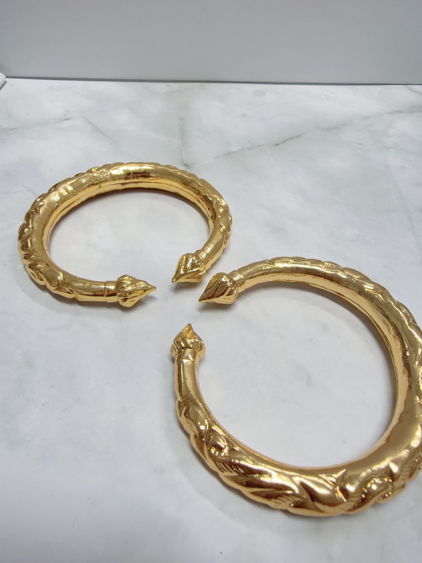 Cambodian Lotus Gold Plated Bangles | Set of 2