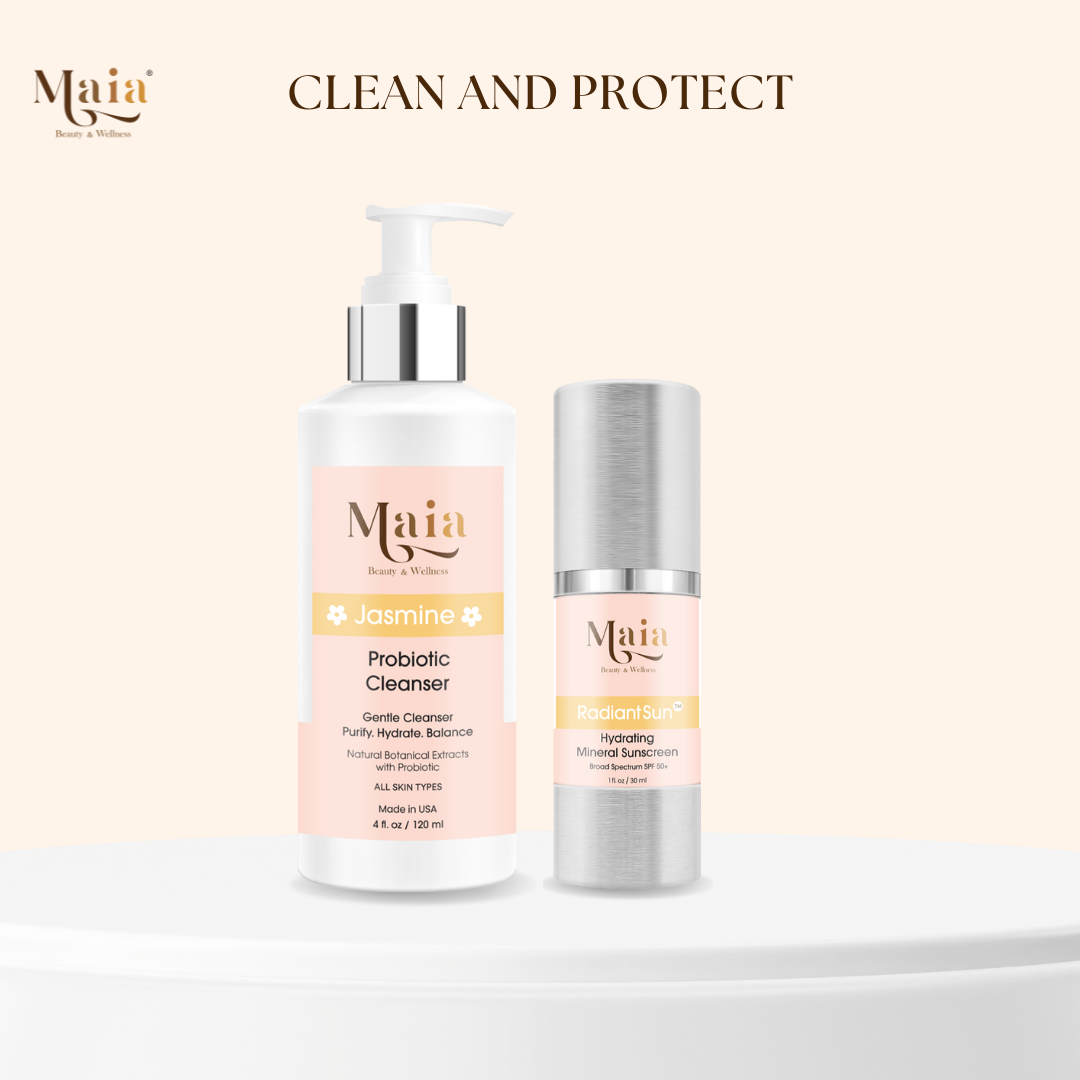 Maia Clean & Protect Set | Jasmine Cleanser + Radiant Sun SPF 50+